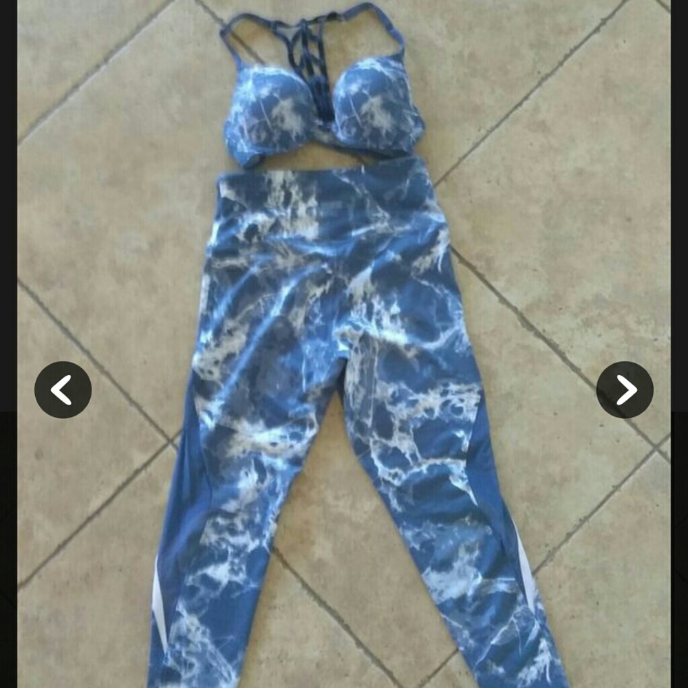 VS Pink marble leggings and matching bra